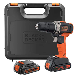 BLACK+DECKER BCD003C2K Taladro percutor 18V 21.000 ipm con 2 baterías litio 1.3Ah y maletín+BLACK+DECKER A7200 Juego de 109 piezas para atornillar y t en oferta
