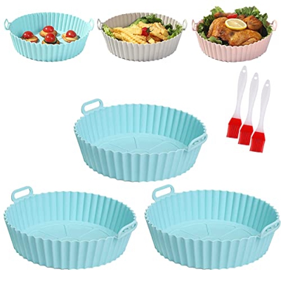 Air Fryer Silicone Baking Tray, Air Fryer Silicone Pot, Reusable Non-stick Air Fryer Silicone Liners, Food Safe Air fryers Oven Accessories for Baking