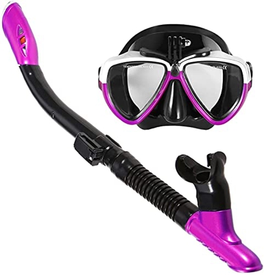 QHYXT Scuba Diving Snorkel Swimming Anti-Fog Dry Snorkeling Tube Set Buceo Profesional para Hombres y Mujeres (púrpura)