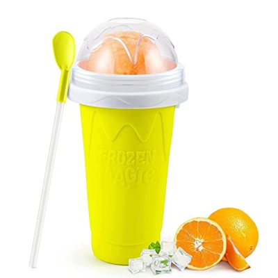 DCLINA Magic Slushy Cup Maker Squeeze, Slushie Maker Machine Cup con medio ambiente y saludable para niños y familia (color: amarillo)