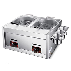 Freidora de Gas Comercial con Caja de condimentos Cocina al Aire Libre de Acero Inoxidable Freidora de Chips de Pollo para Papas Fritas Restaurante Co precio