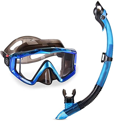 QHYXT Juego de máscara de Snorkel, Equipo de Snorkel, Gafas de natación, Juego de Snorkel seco y máscara antivaho para Adultos con Vista al mar de 180