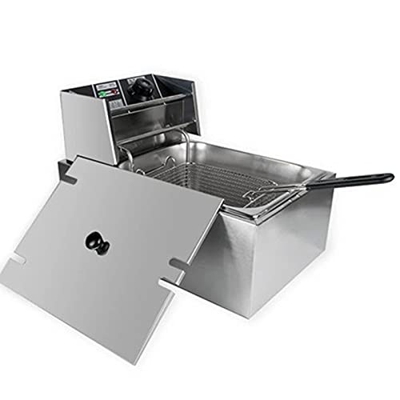 Freidora eléctrica con Cesta y Tapa, freidora de Cocina de encimera, freidora de Acero Inoxidable para Patatas Fritas, Aros de Cebolla, Pollo Frito y 