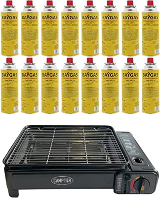 Clearfee Juego de barbacoa de gas portátil | barbacoa de camping | barbacoa de balcón | barbacoa de mesa | barbacoa de gas | incluye accesorios y cart