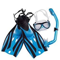 QHYXT Máscara de Buceo Gafas de esnórquel Gafas antivaho Juego de Aletas de Buceo Equipo de natación Seguro Profesional (Azul M) en oferta
