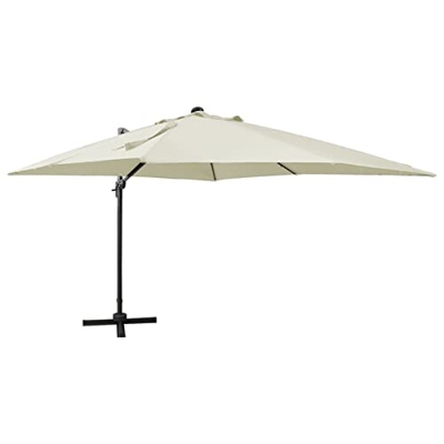 Catherinol Sombrilla voladiza con poste y luces LED, Parasol Terraza, Sombrilla Terraza Exterior, Sombrilla Jardin, Sombrilla Playa, Parasol Jardin, P