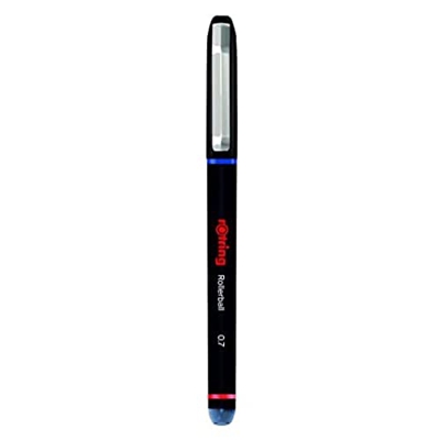 rOtring Bolígrafo Rollerball | Punta fina (0,7 mm) para escritura transparente | Tinta azul | 12 unidades