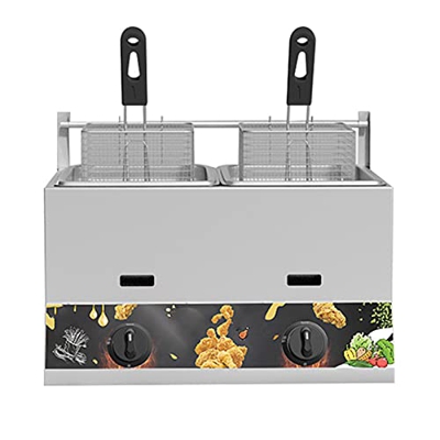 Freidora de gas Freidora comercial de gas de encimera Freidora comercial con cesta Freidoras de acero inoxidable Temperatura ajustable y desmontable p