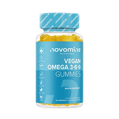 Novomins Gominolas Omega 3 6 9 – Suministro Omega 3 Vegano para 1 Mes – Favorece la Salud del Corazón, Cerebro y Ojos – Suplemento Masticable de Omega