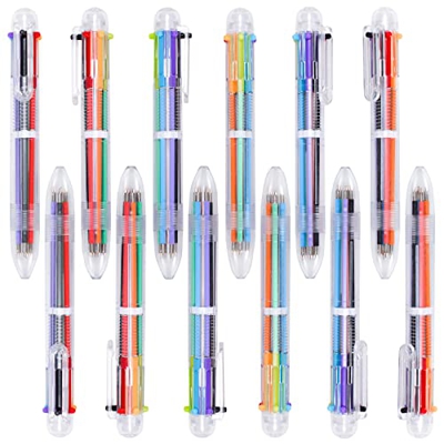 Boli Multicolor 6 Colores en Uno 12 PCS Boligrafo Multicolor 6 en 1 Bolígrafos Retráctiles Punta Media 0.7mm Bolígrafo Multicolor 6 Bolas Bolis Colore