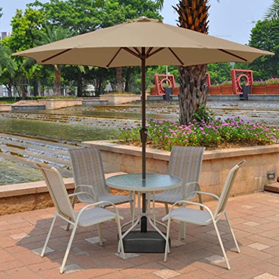 Parasol De Jardín 2,7 Metros Redonda Grande Sombrilla para Playa Al Aire Libre con Manivela, para Uso Comercial Y Residencial, Jardines, Piscina, Balc