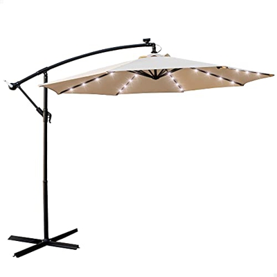 Parasol terraza excéntrico 32 luces LED 360º Aktive