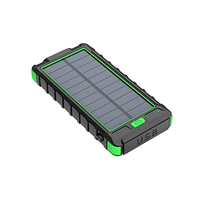 NaruSky Batería De Banco De Energía Solar De 50000mah, Recargable para Luces Led Cargador De TeléFono MóVil PortáTil con 2 USB Externos Black