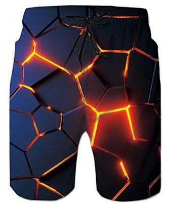 TUONROAD Bañadores para Hombre 3D Lava Traje de Baño Secado Rápido Ligero Baño Playa Shorts XL
