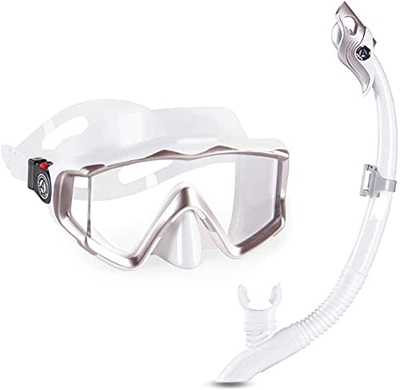 QHYXT Juego de máscara de Snorkel, Equipo de Snorkel, Gafas de natación, Juego de Snorkel seco y máscara antivaho para Adultos con Vista al mar de 180