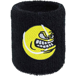 Muñequera para el sudor con pelota de tenis, bordada, absorbente, de rizo, diseño bordado, muñequera, color negro precio