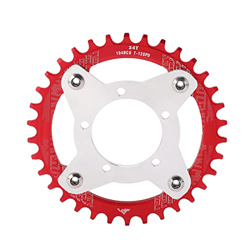 Keenso Adaptador de Plato de Transmisión Media 34T 104BCD, Plato de Bicicleta Eléctrica para Motor de Transmisión Media Bafang BBS01 BBS02(Rojo) en oferta
