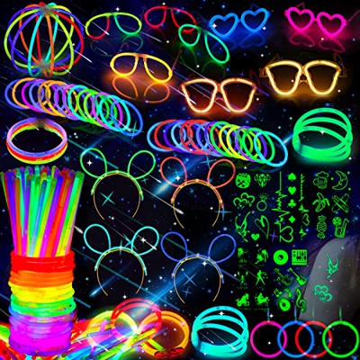 MULEVIP 272 PCS Barras Luminosas, Iluminación para Juguetes, Luminosos con Conectores para Pulseras y Pelotas,Varitas Luminosas Fluorescentes, Ideal p