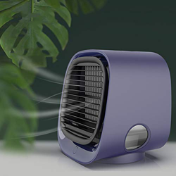 YUELEI- Mini humidificador de refrigerador evaporativo para oficina, ventilador de aire acondicionado espacial personal con luz de noche colorida, ref precio