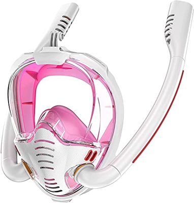 Máscaras de Buceo Máscara de Snorkel Completa para una respiración Segura Máscara de Buceo panorámica de 180°, Equipo de Snorkel de Doble Tubo con Sop