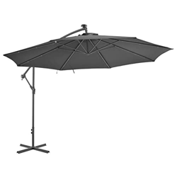 Sombrilla voladiza con luces LED, Suiwen Parasol Terraza, Sombrilla Terraza Exterior, Sombrilla Playa, Parasol Exterior, Sombrilla De Jardín, y poste  en oferta