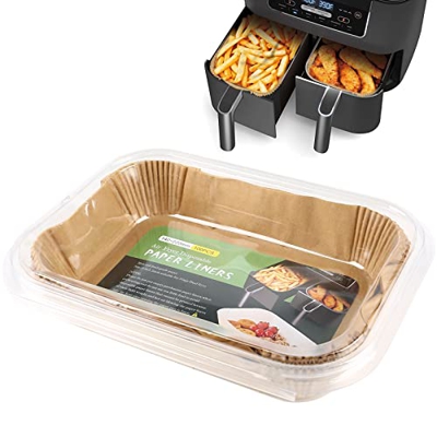 Forro de freidora de aire desechable para freidora de aire dual Ninja, forro de pergamino para Ninja DZ201, freidora de aire dual Ninja Foodi (100 uni