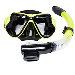 Juego de máscara de esnórquel, juego de esnórquel con esnórquel seco, buceo, correas ajustables para la cabeza, fácil respiración con esnórquel seco,  precio