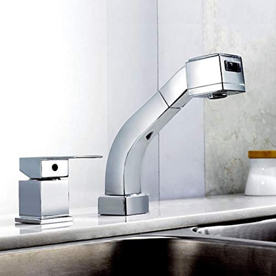 FMOPQ Grifo Mezclador Moderno Tipo tirón, Grifo de Lavabo de baño, Grifo de Calor frío de Cobre, Grifo Giratorio de Modo Dual, Boquilla de Ducha