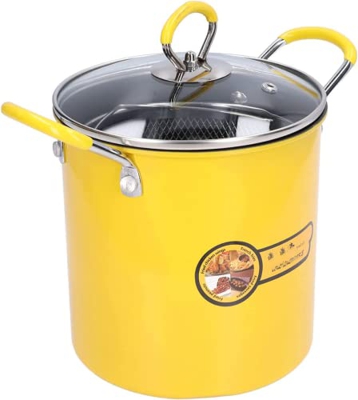 ZJUAN Olla para Freidora con Tapa, 3L Recubrimiento Antiadherente Olla para Freidora con Escurridor De Goteo De Aceite Calentamiento Uniforme para Est