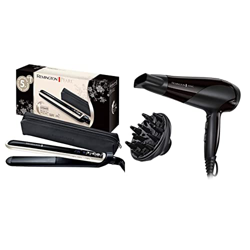 Remington Plancha de Pelo Pearl, Cerámica Avanzada con Perla, Placas Flotantes Extralargas + Secador de Pelo Ionic Dry 2200, Iónico, Cabello Sin Encre características