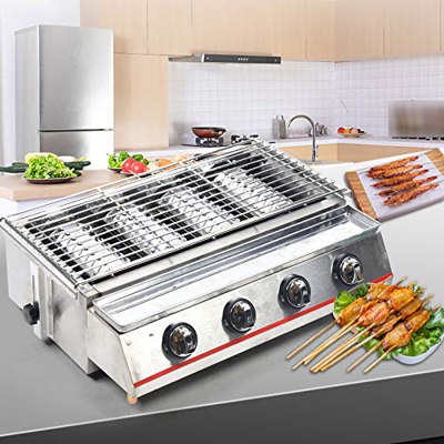 Barbacoa de gas con 4 quemadores de acero inoxidable de calidad, para exteriores, parrilla de carne, parrilla de gas, parrilla de acero inoxidable, pa