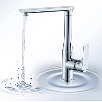 FMOPQ Grifo Mezclador Fregadero de Cocina de Cobre Grifo Giratorio de Agua fría y Caliente Grifo de Lavabo para Lavar Platos