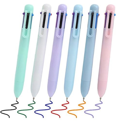 12 Bolígrafos de Bola Retráctiles Plumas 6 en 1 multicolores, 0,5 mm, Multicolor para Suministros Escolares de Multicolor Bolígrafos de Plumas Punta B