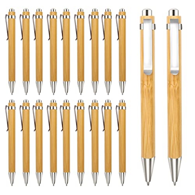 Bolígrafos de Bambú, Bolígrafos Retráctiles, 20 Piezas Juego de Bolígrafo de Madera Instrumento de Escritura, Bolígrafo para Escuela Suministros de Of