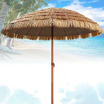 Lxning Sombrilla Impermeable para Patio, Sombrilla De Rafia Hawaiana, Sombrilla Tiki con Techo De Paja Grande De Φ200cm, para Playa, Piscina Y Terraza