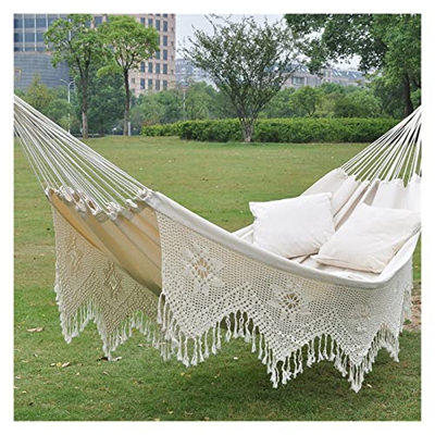 ALLIST 1pcs Hamaca Grande Macrame brasileño tasel tasel Hamaca Columpio Silla de Red/Hamaca Colgante Interiores Columpios de 2 Personas máximo 300 kg