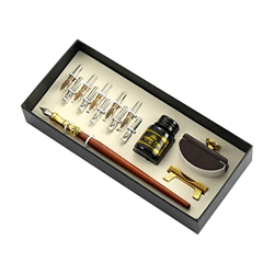 Generic Vintage Dip Pen Set pluma estilográfica botella de tinta 10 puntas caja de regalo de escritura (A) en oferta