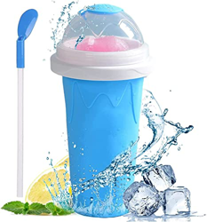 XSYMX Magic Slushy Maker Squeeze Cup Slushy Maker, Freeze Mug Milkshake Smoothie Mug, 2 en 1 Straw and Spoon, DiyHomemade - Taza de bebida helada para características