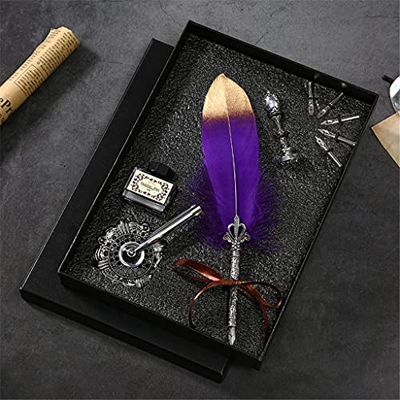 Halloween Cute Feather Pens Set Calligraphy Set Feather Fountain Pens Set (Color : A) (G)