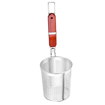 Gyj&mmm Cesta de patatas fritas para alimentos, cesta de malla para comida, colador de fideos con mango de madera, herramienta de cocina, cesta de pat
