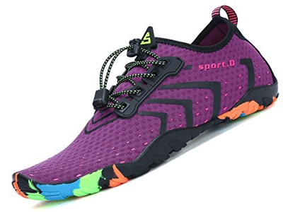 Zapatos de Agua para Buceo Snorkel Surf Piscina Playa Vela Mar Río Aqua Cycling Deportes Acuáticos Calzado de Natación Escarpines para Mujer Púrpura, 