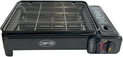 Clearfee Juego de barbacoa de gas portátil | barbacoa de camping | barbacoa de balcón | barbacoa de mesa | barbacoa de gas | incluye accesorios y cart