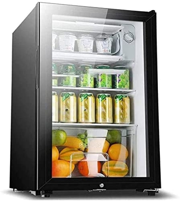 Small Refrigerator with Lock ice bar Freezer refrigerated Micro-Freezing Hotel Office Home Black + refrigerated Micro-Freezing mss-10-18