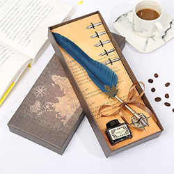 European British Wind Long Hair Leaf Pole Feather Pen Five Replacement Nib (Color : F) (E) en oferta