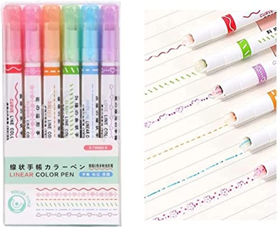 Bolígrafos de doble punta para niños, marcadores de escritura de colores, bolígrafos de punta fina de colores con 6 formas de curva diferentes, para e
