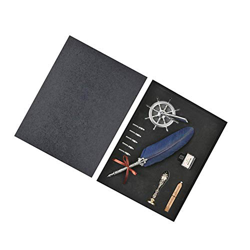 Generic Retro Quill Feather Dip Pen - Pluma estilográfica (color azul oscuro) precio