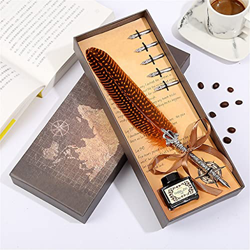 Feather Vintage Dip water Fountain Pen Signing Pen Birthday Christmas Present Writing Supplies (Color : F) (E) características