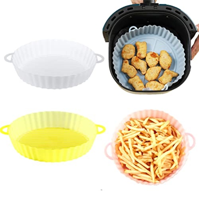 SZTT 4 Pcs Air Fryer Silicone Baking Tray, Air Fryer Silicone Pot,Silicone Air Fryer Pan,Reusable Air Fryer Silicone Liner, Baking Silicone Linerfor 3
