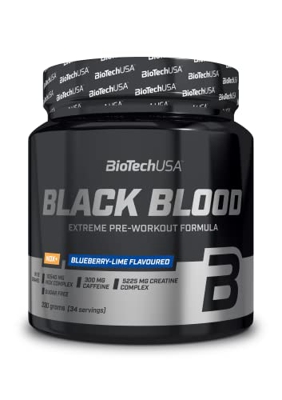 BioTechUSA Black Blood NOX+, Fórmula pre-entreno con un complejo extremo radical NOX, 150 mg cafeína, así como creatina y tirosina para necesidades ex