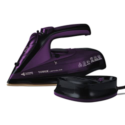 TOWER T22008 Cable Vapor Planchar con Cerámica Suela, Self Limpioing, 2400 W, Morado, 17.6 en oferta